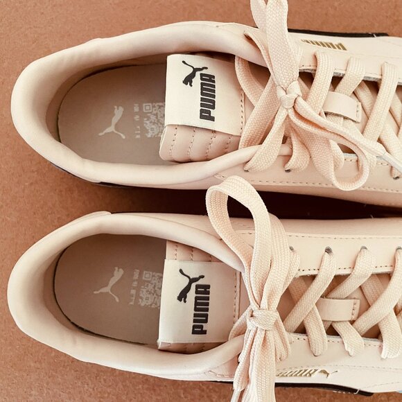 PUMA CLUB 5V5 Island Pink-Galactic Gray-GoldLEATHER LOW TOP TRAINERS - Picture 11 of 16